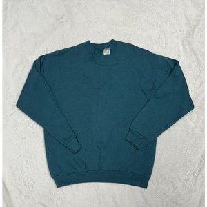 Vintage 90s Green Blank Sweatshirt Crewneck Faded Heavyweight Men’s Size Large